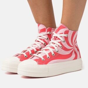 NEW Converse Pink swirl High-Top platform Sneakers